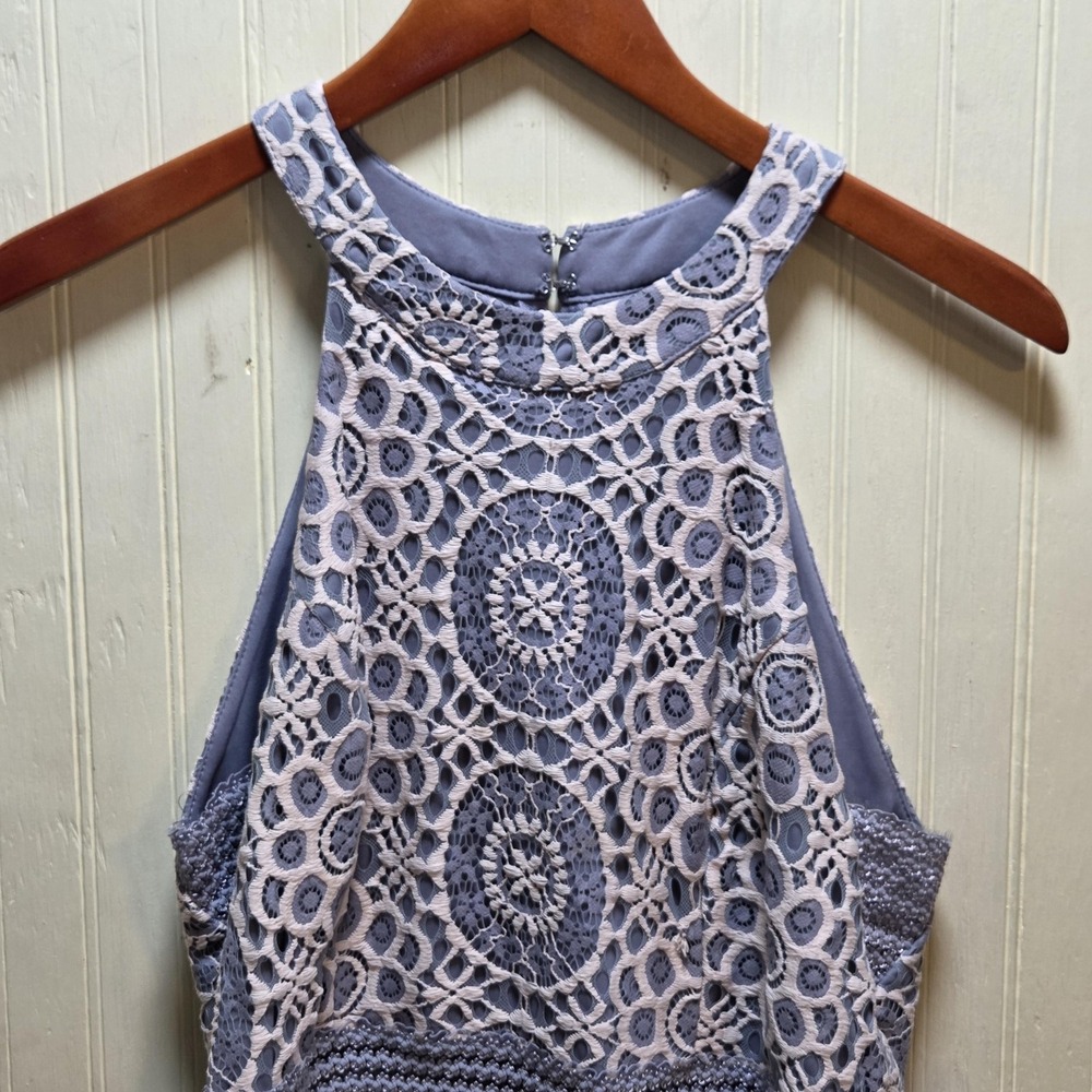 City Triangles‎ Dress Juniors XXL Blue Lace Halter Fit & Flare Knee Length Party